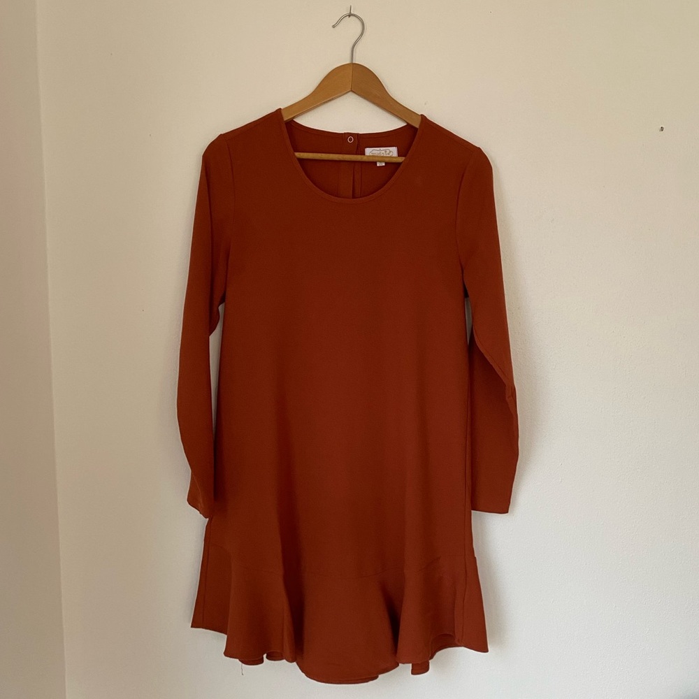 Burnt Orange Mudpie Peplum Dress